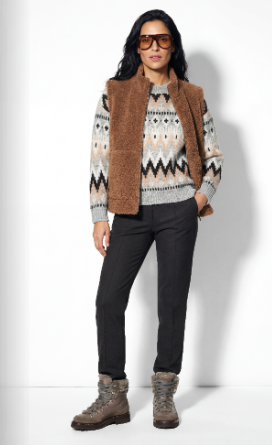 Olsen Pullover mit Panneaux-Dessin und überschnittener Schulter 11004921 Pearl Grey Melange