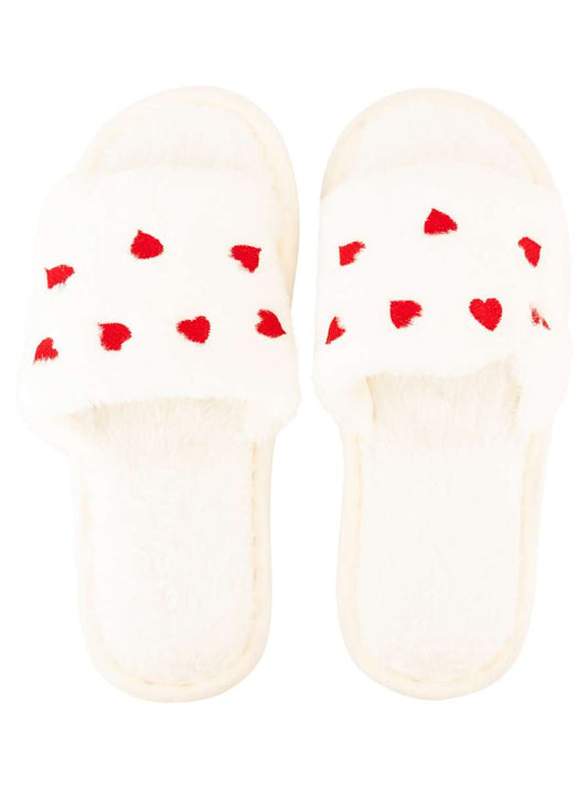 💕 Zwillingsherz Plüsch Pantoffel "Herz" Hausschuhe Weiß
