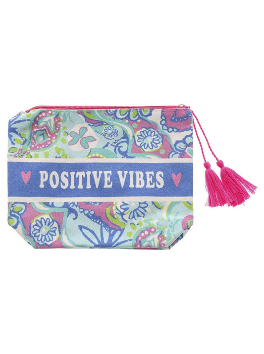 💕 Zwillingsherz Kosmetiktasche "Positive Vibes" Pouch Blau