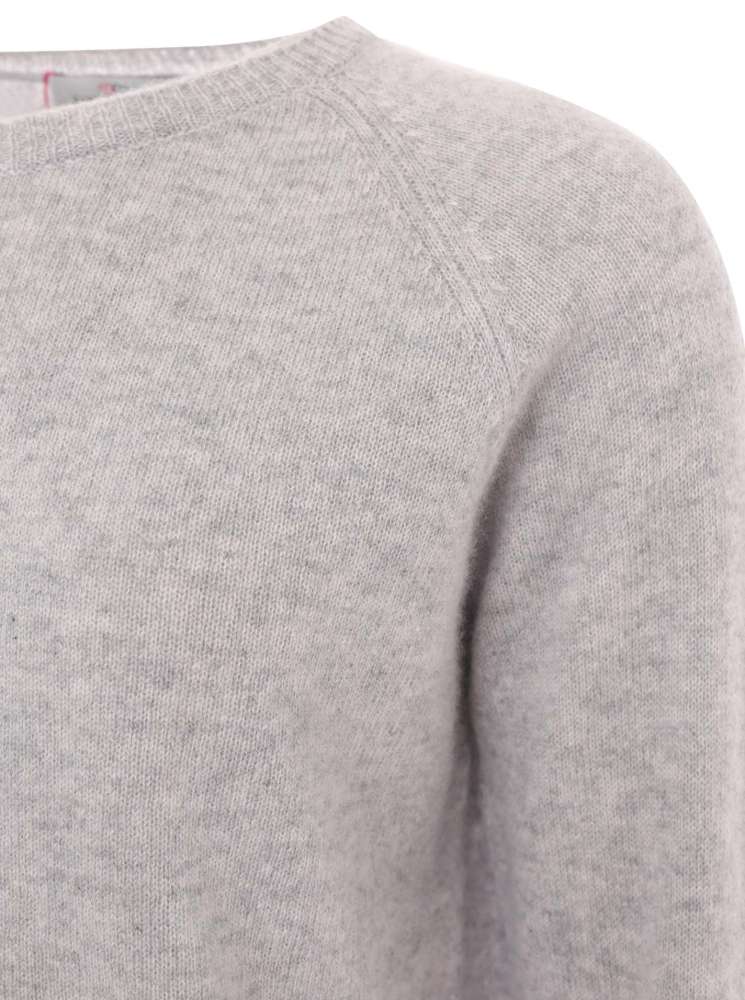 💕 Zwillingsherz Pullover Pulli "Blogger & Uni" Rundhalspullover 100 % Kaschmir Cashmere Hellgrau