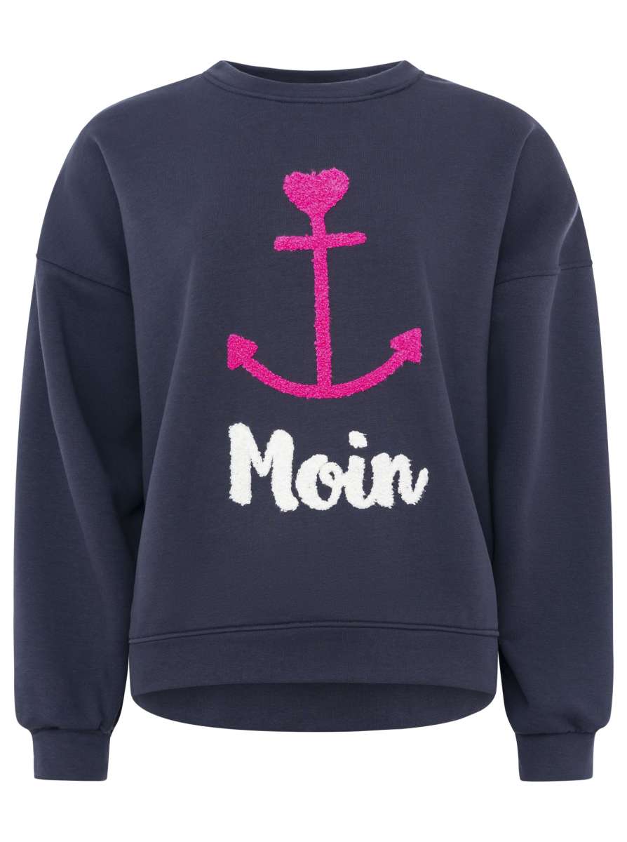 💕 Zwillingsherz Sweatshirt "Gestrickter Anker" Sweater Navy