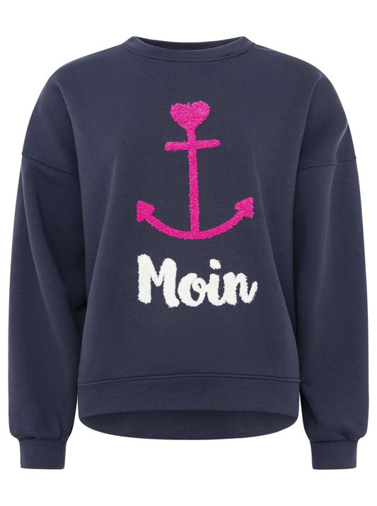 💕 Zwillingsherz Sweatshirt "Gestrickter Anker" Sweater Navy