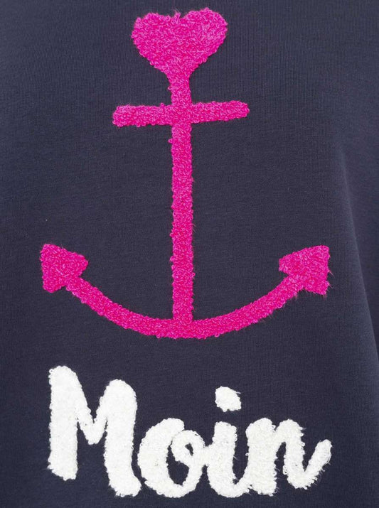 💕 Zwillingsherz Sweatshirt "Gestrickter Anker" Sweater Navy
