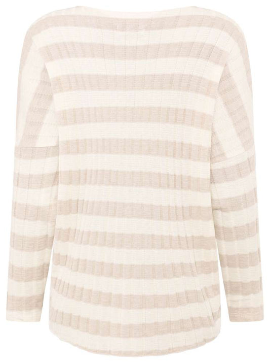 💕 Zwillingsherz Pulli "Streifen & Stretch" Viskose Beige