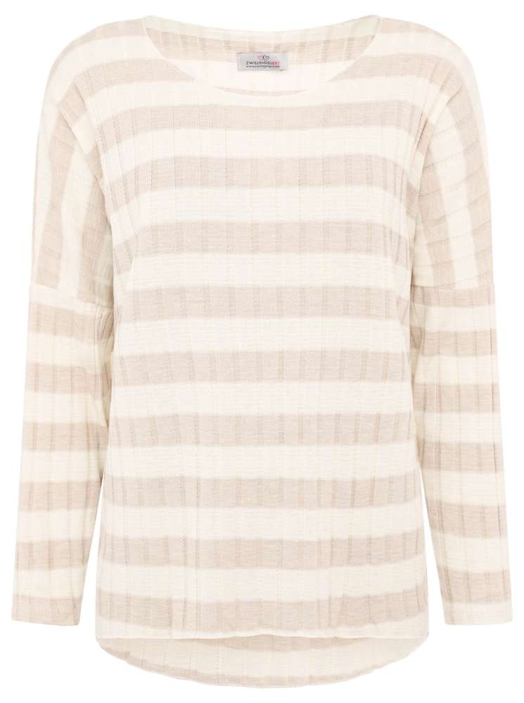 💕 Zwillingsherz Pulli "Streifen & Stretch" Viskose Beige
