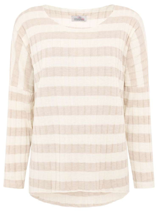 💕 Zwillingsherz Pulli "Streifen & Stretch" Viskose Beige