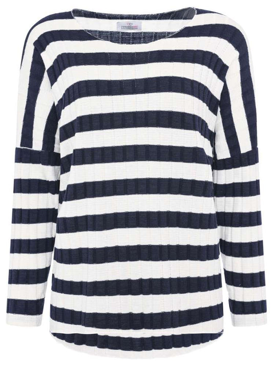💕 Zwillingsherz Pulli "Streifen & Stretch" Viskose Navy