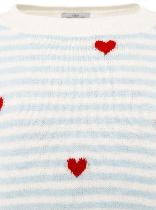 💕 Zwillingsherz Pullover "Herzchen & Streifen" Hellblau