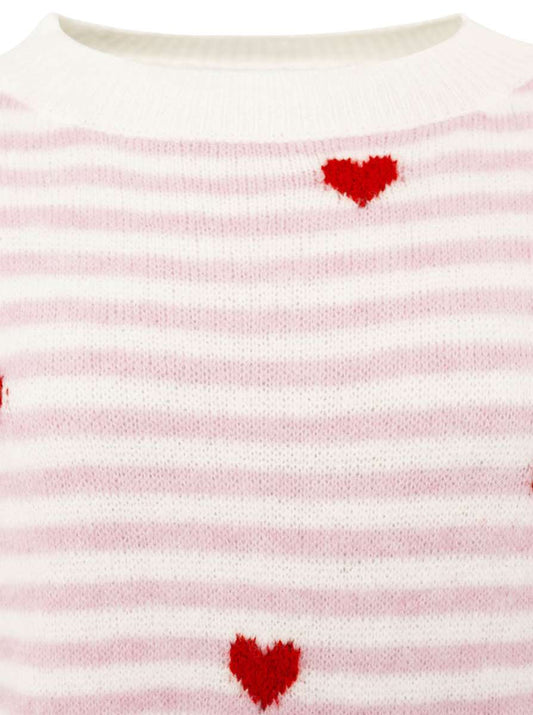 💕 Zwillingsherz Pullover "Herzchen & Streifen" Rosa