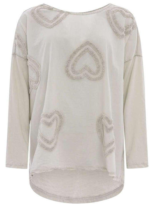 💕 Zwillingsherz Shirt "Große Herzen" Baumwolle Beige