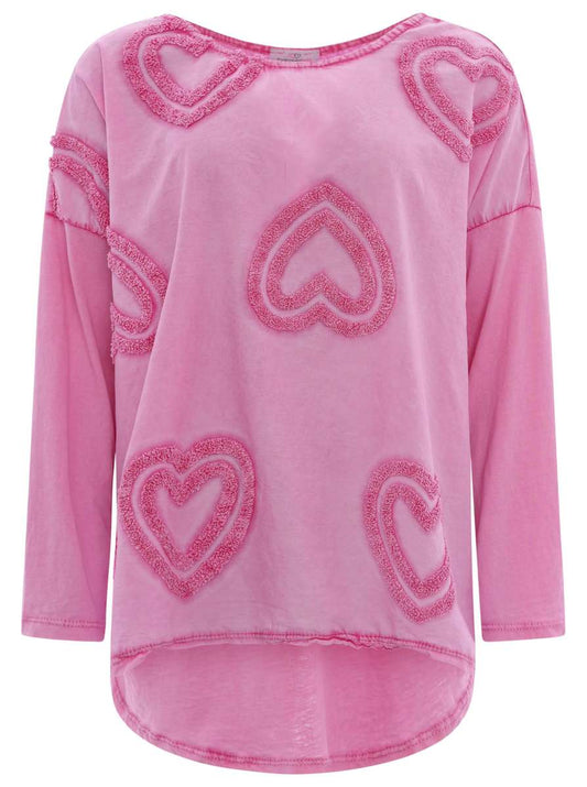 💕 Zwillingsherz Shirt "Große Herzen" Baumwolle Pink