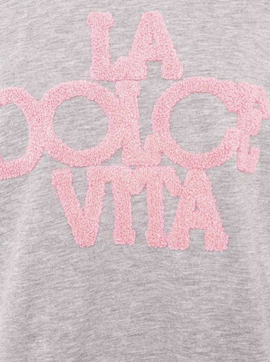 💕 Zwillingsherz Sweatshirt "La Dolce Vita" Sweater Hellgrau