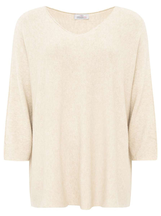 💕 Zwillingsherz V-Neck Pullover "Uni" Beige
