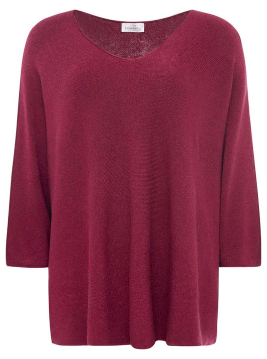 💕 Zwillingsherz V-Neck Pullover "Uni" Bordaux