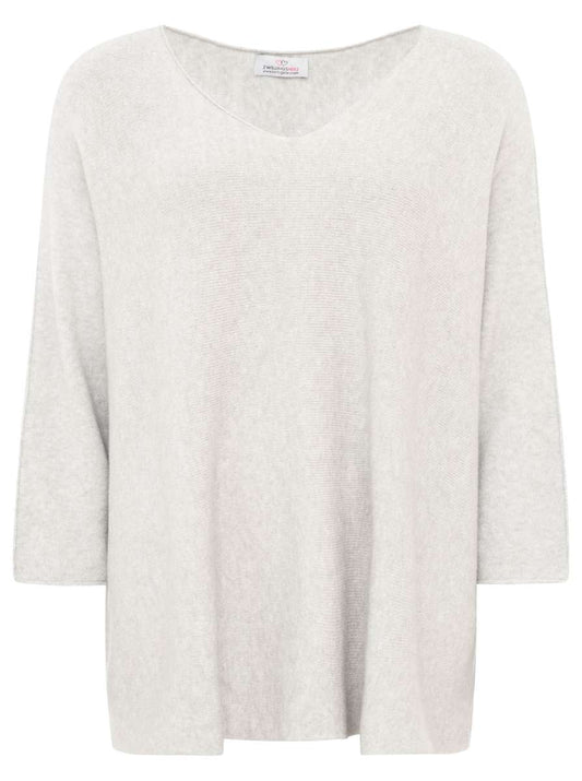 💕 Zwillingsherz V-Neck Pullover "Uni" Hellgrau