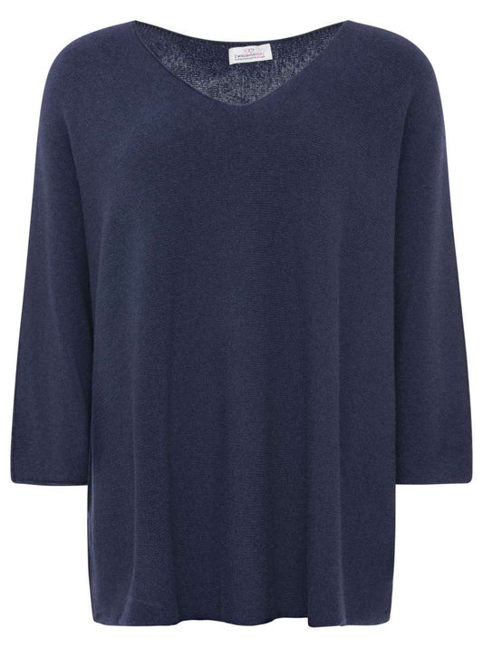💕 Zwillingsherz V-Neck Pullover "Uni" Navy