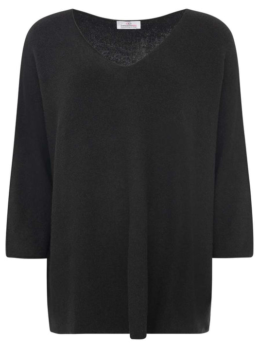 💕 Zwillingsherz V-Neck Pullover "Uni" Schwarz