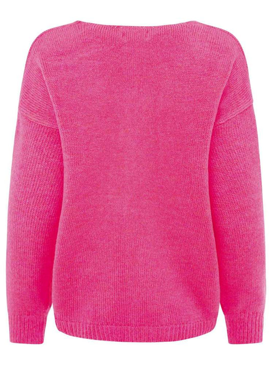 💕 Zwillingsherz Oversized Strick Pullover "Ciao" Neonpink