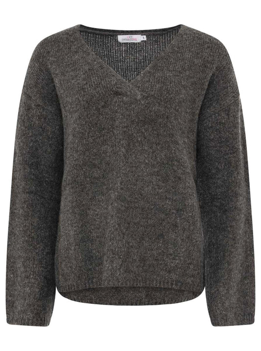 💕 Zwillingsherz Pullover V-Ausschnitt "Uni" Anthrazit