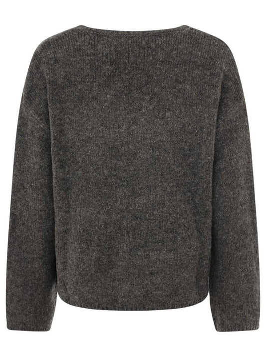 💕 Zwillingsherz Pullover V-Ausschnitt "Uni" Anthrazit