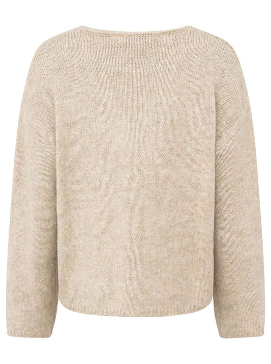 💕 Zwillingsherz Pullover V-Ausschnitt "Uni" Beige