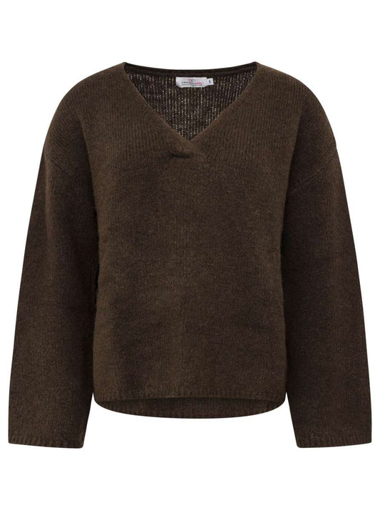 💕 Zwillingsherz Pullover V-Ausschnitt "Uni" Braun