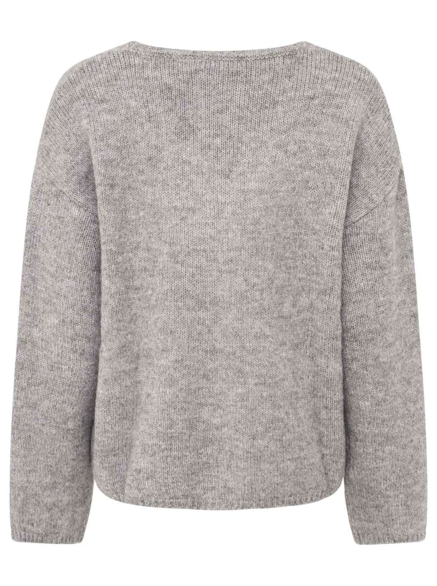 💕 Zwillingsherz Pullover V-Ausschnitt "Uni" Grau