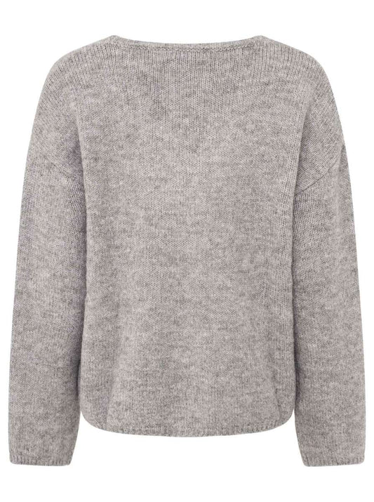 💕 Zwillingsherz Pullover V-Ausschnitt "Uni" Grau