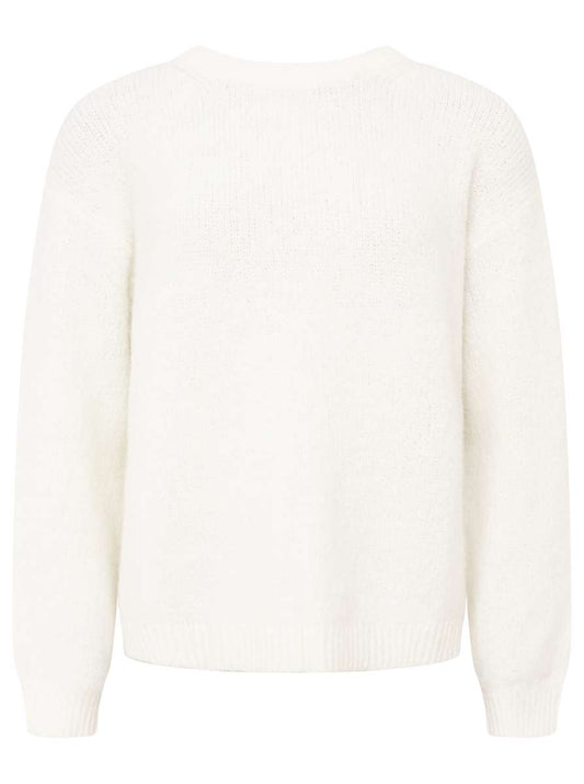 💕 Zwillingsherz Pullover Rundhalspullover "Uni" Wollweiß