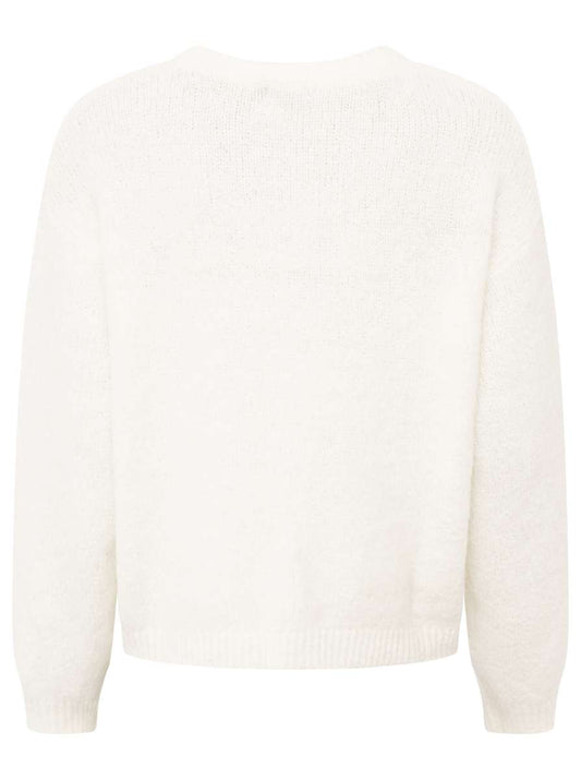 💕 Zwillingsherz Pullover Rundhalspullover "Uni" Wollweiß