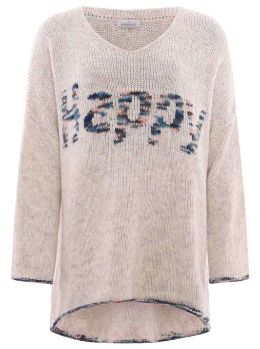 💕 Zwillingsherz Pullover Pulli Oversize "Budapest" Beige Blau