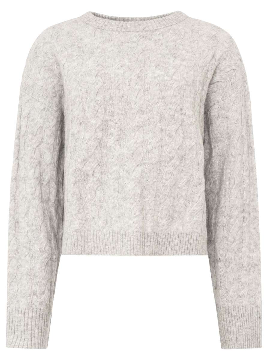 💕 Zwillingsherz Pullover "Zopfstrick" Hellgrau