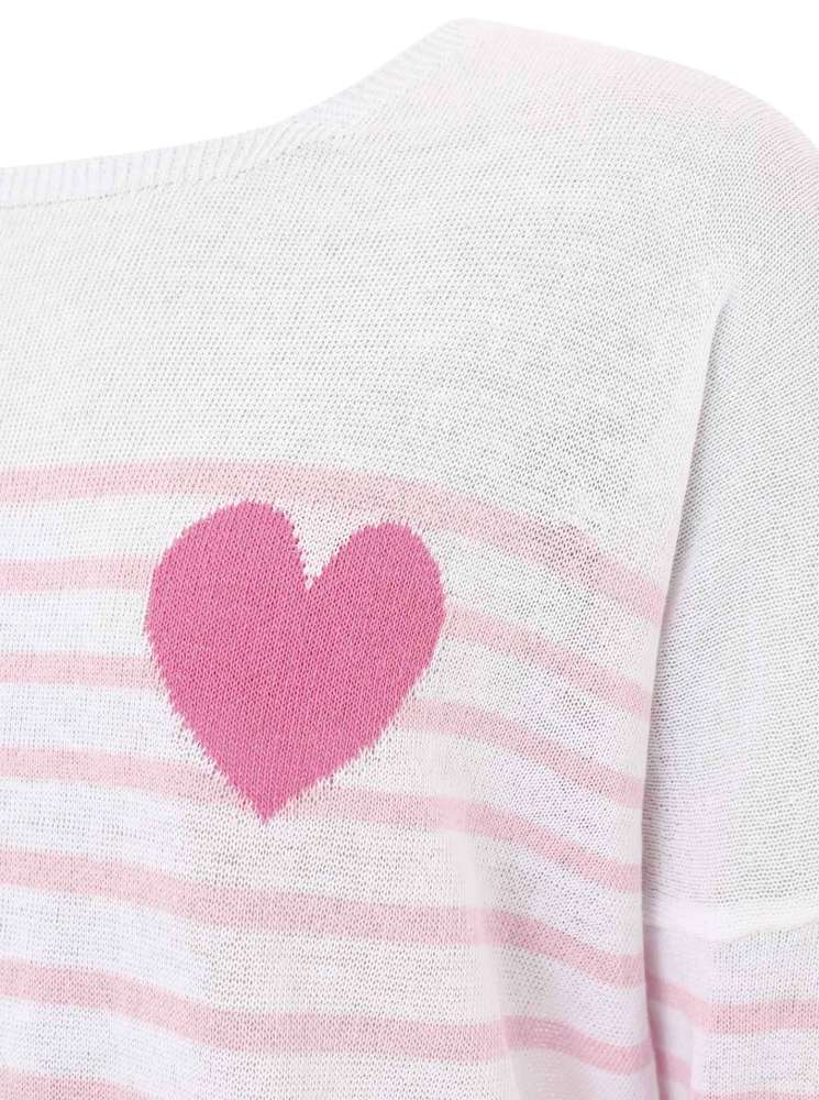 💕 Zwillingsherz Pulli "Liebe" 100 % Baumwolle Weiß Pink