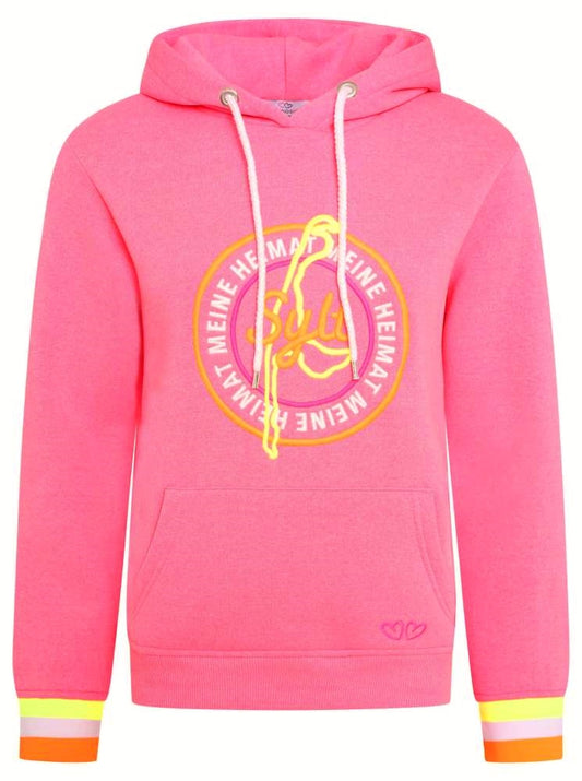 💕 Zwillingsherz Sweatshirt Hoodie "Rike" Sweater Baumwolle Neonpink