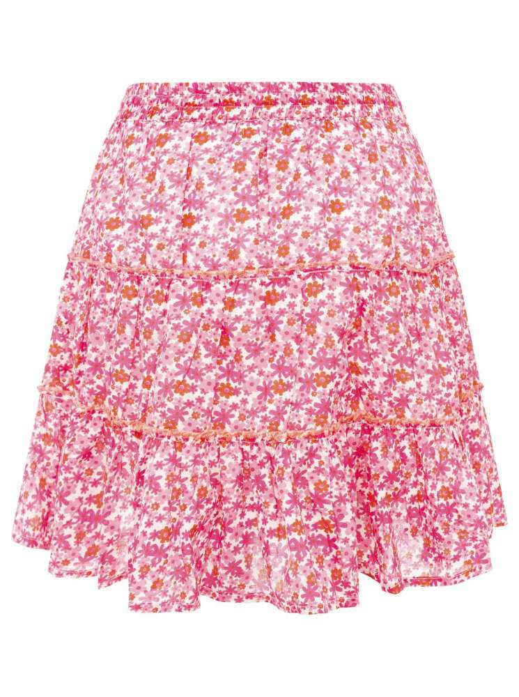 💕 Zwillingsherz Rock "Blumen Himmel" 100 % Baumwolle Pink