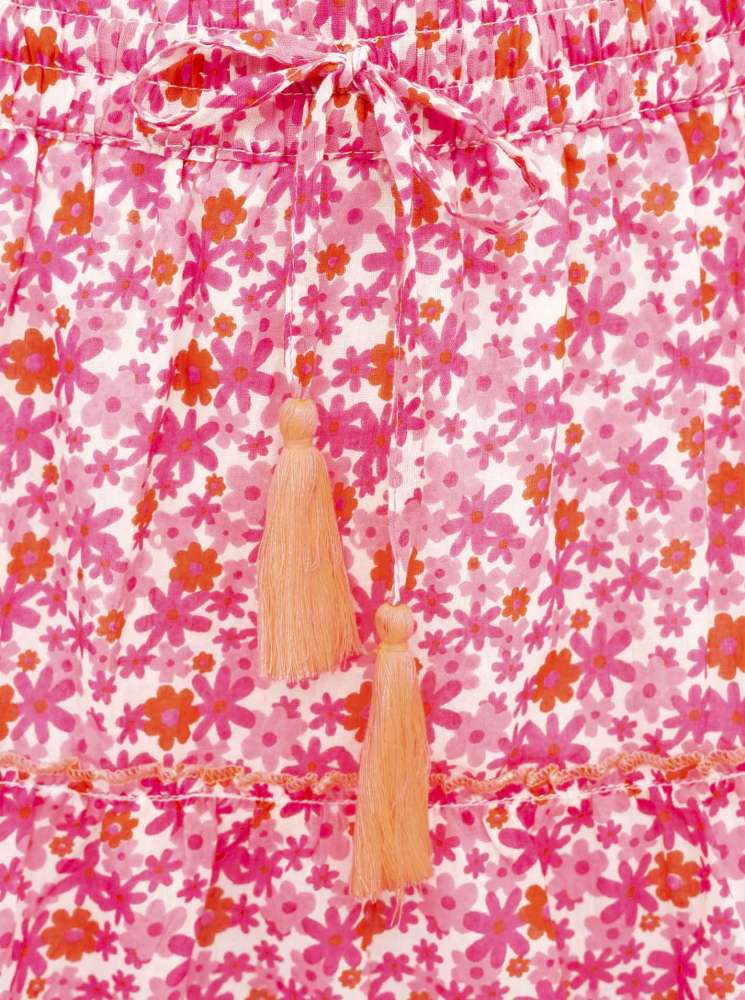 💕 Zwillingsherz Rock "Blumen Himmel" 100 % Baumwolle Pink