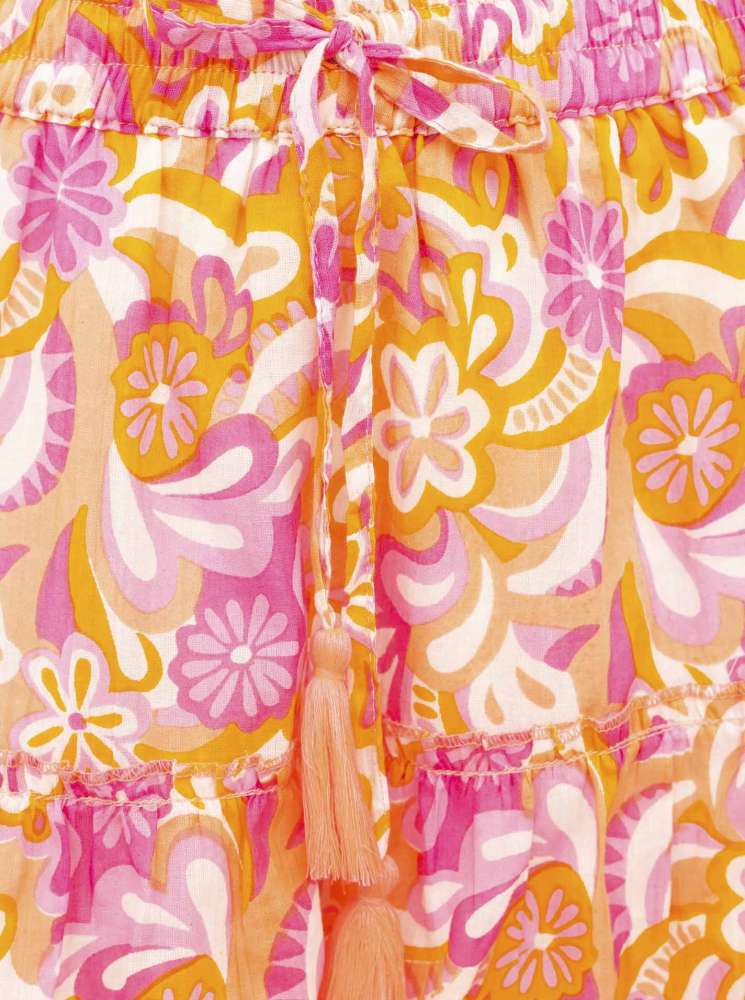 💕 Zwillingsherz Rock "Comic Blumen" 100 % Baumwolle Orange