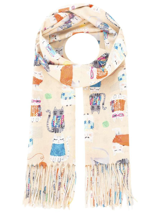 💕 Zwillingsherz Schal "Kleine Katze" Kuschelschal Soft Hellbeige