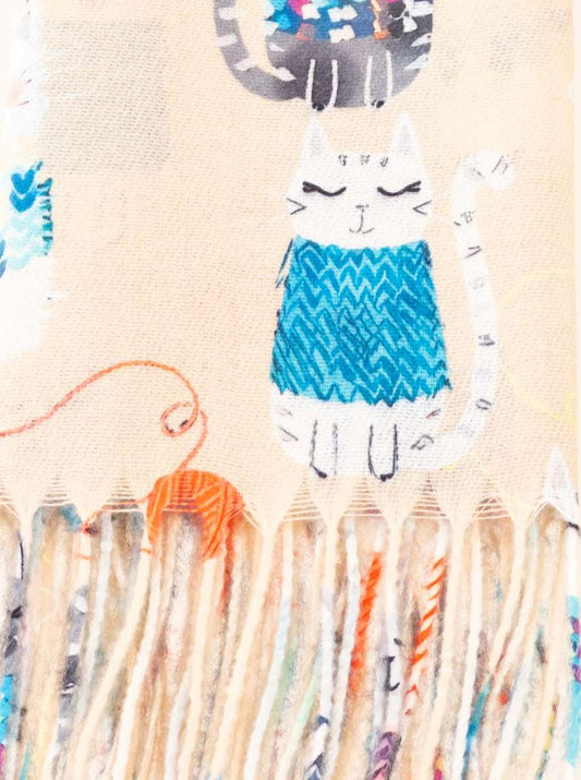 💕 Zwillingsherz Schal "Kleine Katze" Kuschelschal Soft Hellbeige