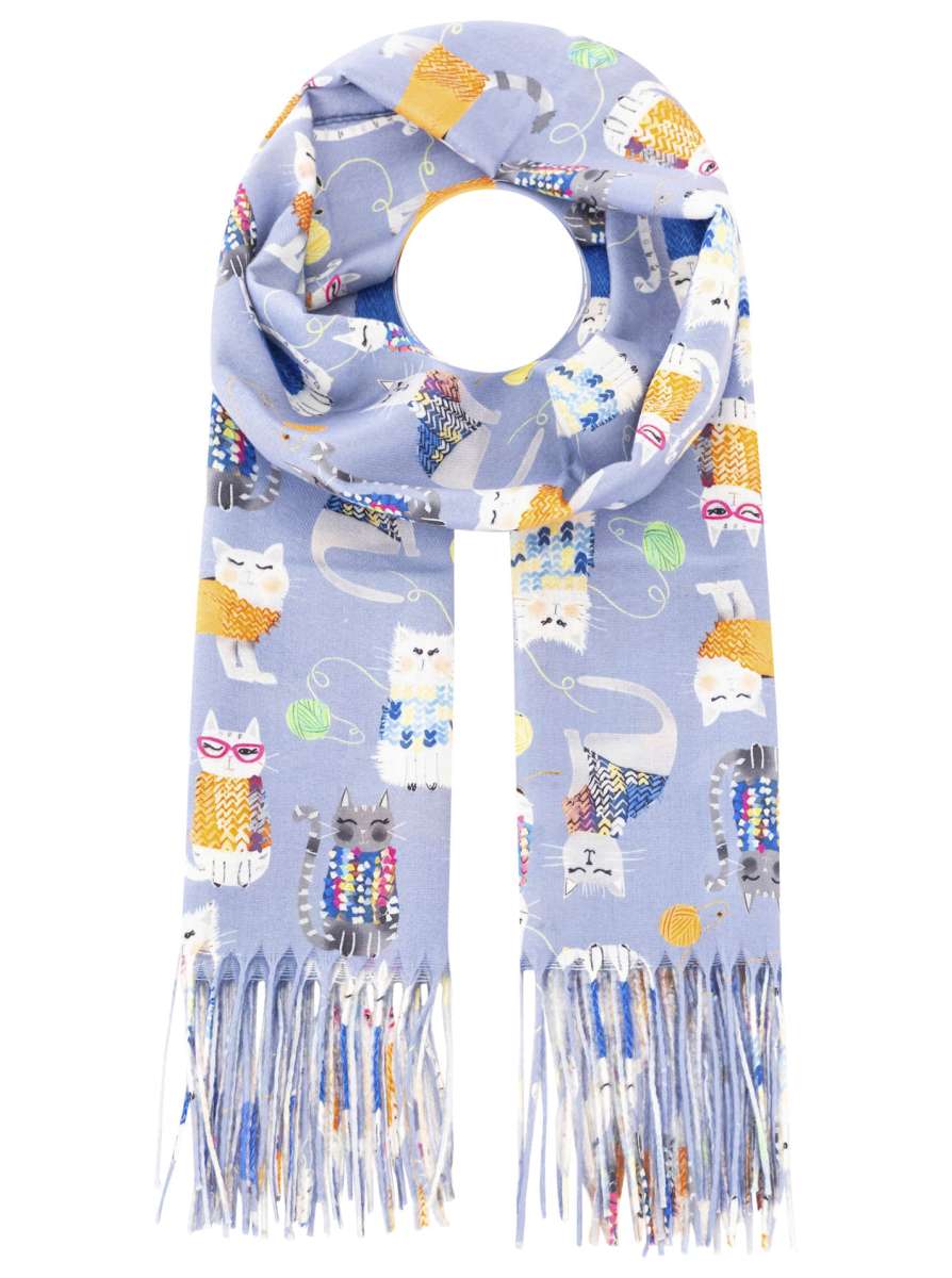 💕 Zwillingsherz Schal "Kleine Katze" Kuschelschal Soft Jeansblau