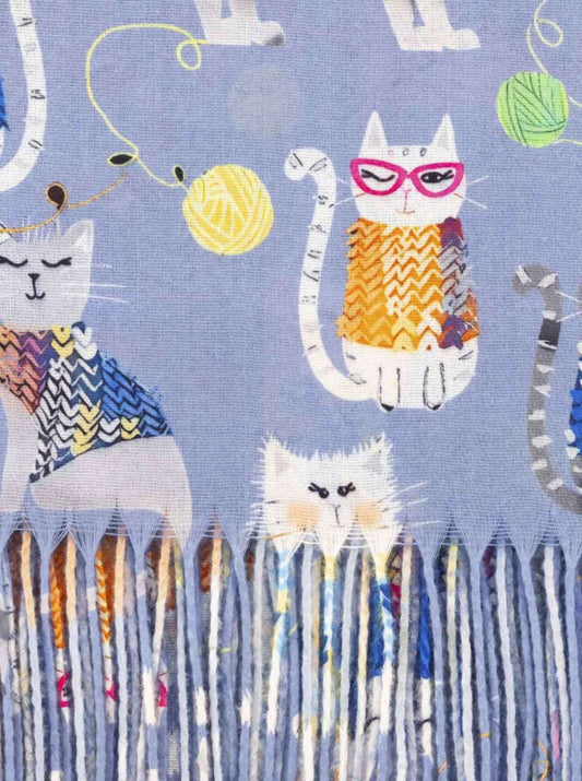 💕 Zwillingsherz Schal "Kleine Katze" Kuschelschal Soft Jeansblau