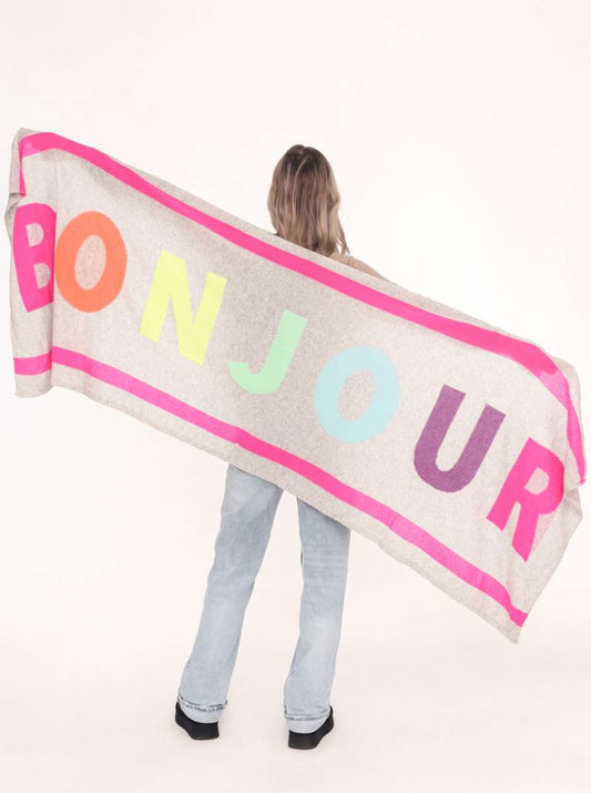 💕 Zwillingsherz XXL Schal "Bonjour" 100 % Cashmere Kaschmir Hellgrau