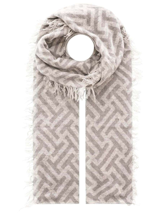💕 Zwillingsherz XXL "Fransenschal H-Muster" 100 % Cashmere Schal Kaschmir Hellgrau