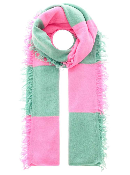 💕 Zwillingsherz XXL Kaschmir Fransenschal "Blockstreifen II" 100 % Cashmere Stola Salbei Bubblegum