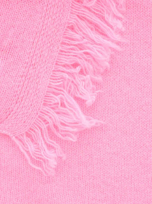 💕 Zwillingsherz XXL Fransenschal "Uni" 100 % Cashmere Schal Stola Kaschmir Bubblegum