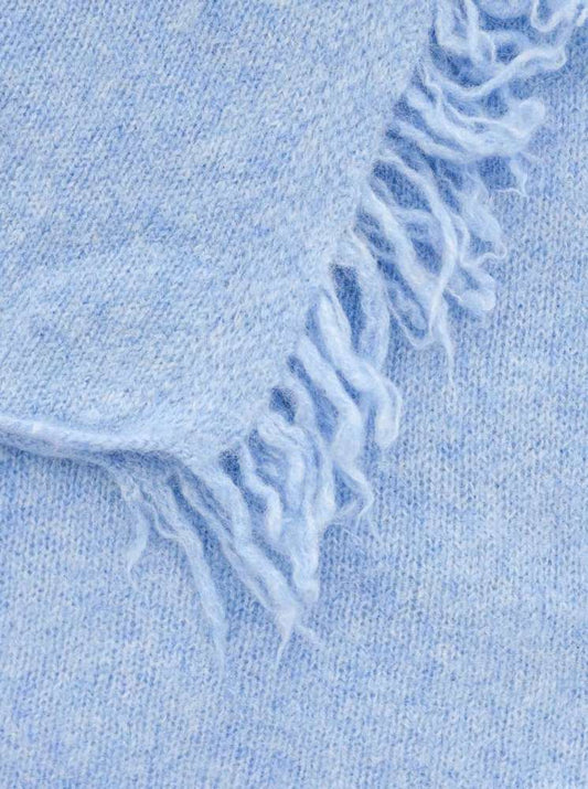 💕 Zwillingsherz XXL Fransenschal "Uni" 100 % Cashmere Schal Stola Kaschmir Hellblau