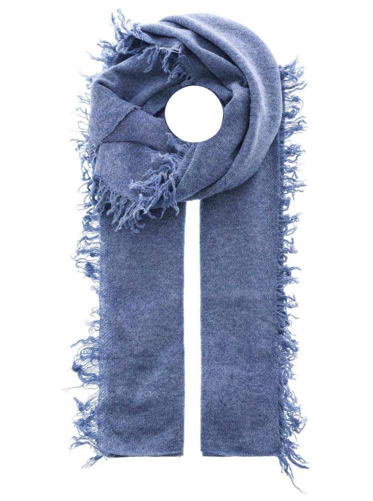 💕 Zwillingsherz XXL "Fransenschal" 100 % Cashmere" Schal Stola Kaschmir Jeansblau