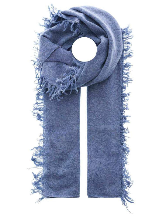 💕 Zwillingsherz XXL "Fransenschal" 100 % Cashmere" Schal Stola Kaschmir Jeansblau
