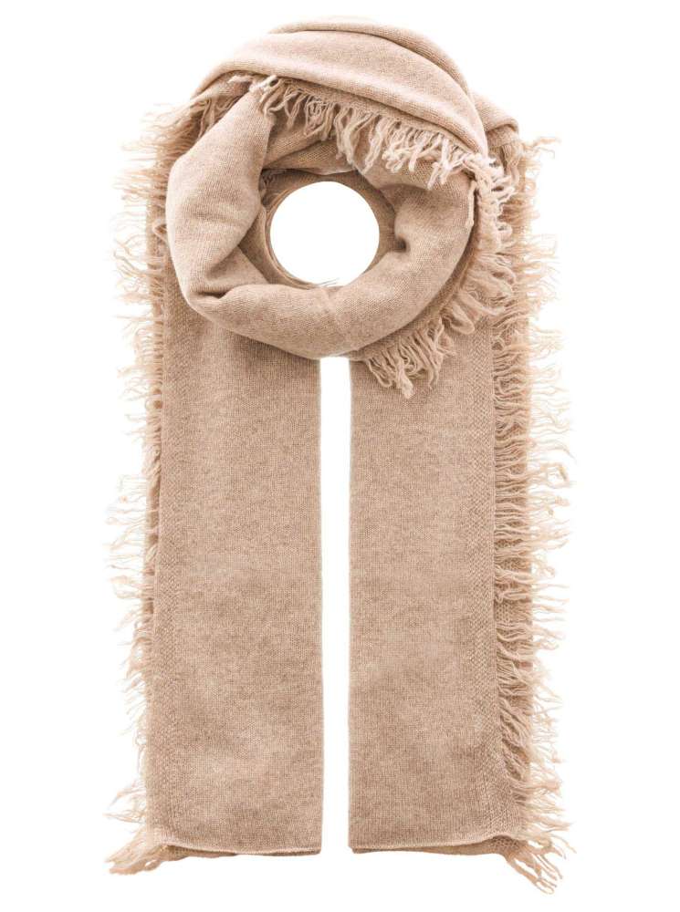 💕 Zwillingsherz XXL "Fransenschal" 100 % Cashmere Schal Stola Kaschmir Mittelbeige