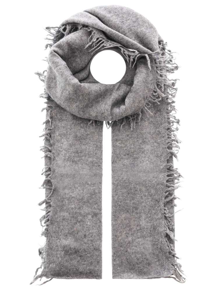 💕 Zwillingsherz XXL Fransenschal "Uni" 100 % Cashmere Schal Stola Kaschmir Mittelgrau